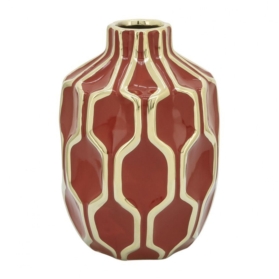 Sagebrook - 8" Ceramic Vase in Red/Gold