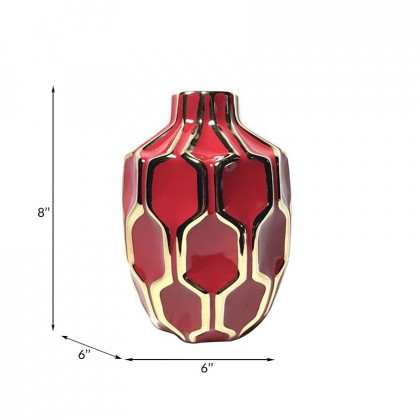 Sagebrook - 8" Ceramic Vase in Red/Gold