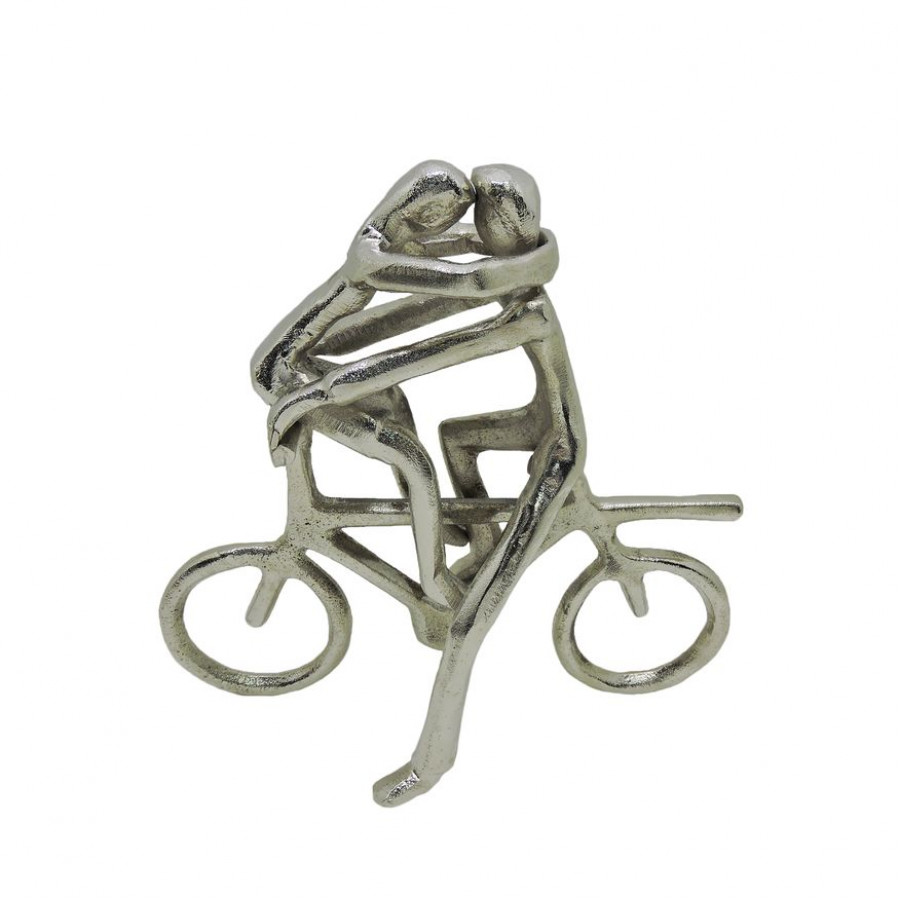 Sagebrook 10" Metal Couple On Bike - Silver
