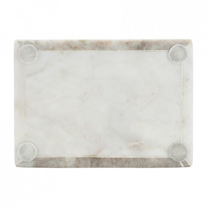 Sagebrook - 7"x5" Marble Rectagular Box WithInlay in White/Brown