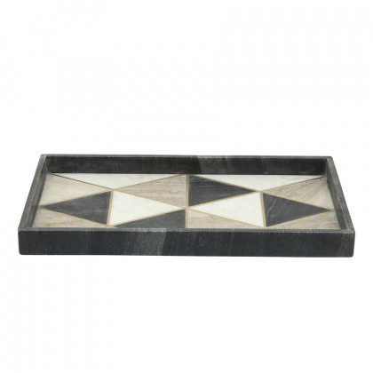 Sagebrook - 9"x18" Marble Rectangular Tray in Black/White