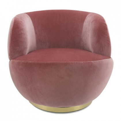 Sagebrook Velveteen Swivel Chair With Gold Base - Pink
