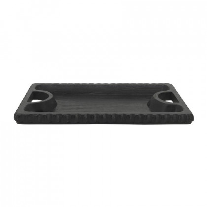 Sagebrook 25"x15" Wood Scalloped Edge Tray - Black