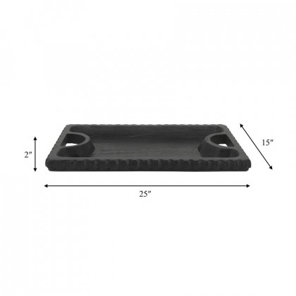 Sagebrook 25"x15" Wood Scalloped Edge Tray - Black