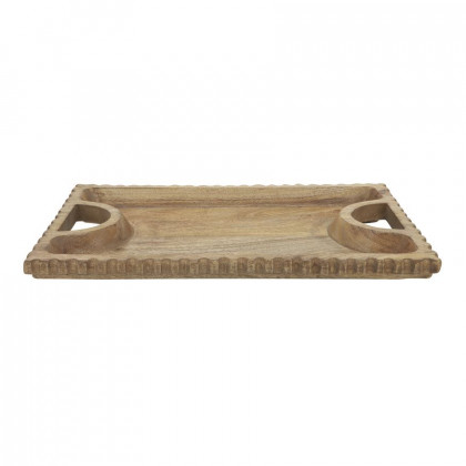 Sagebrook 25"x15" Wood Scalloped Edge Tray - Natural