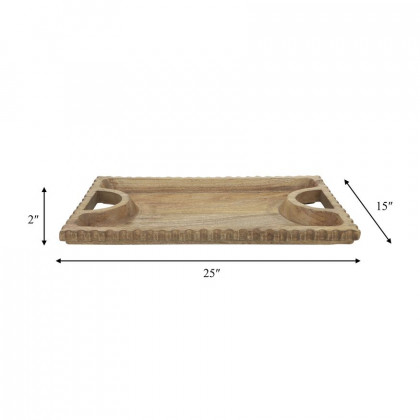 Sagebrook 25"x15" Wood Scalloped Edge Tray - Natural