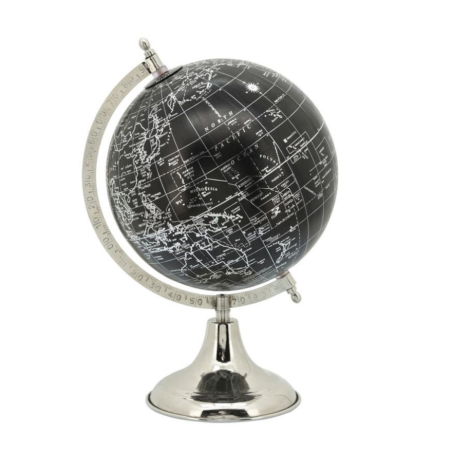 Sagebrook 13" Metal Globe - Black/Silver