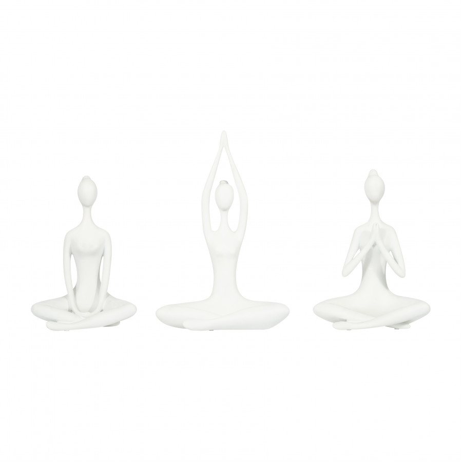 Sagebrook 10" Resin Yoga Ladies (Set Of 3) - White