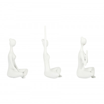 Sagebrook 10" Resin Yoga Ladies (Set Of 3) - White