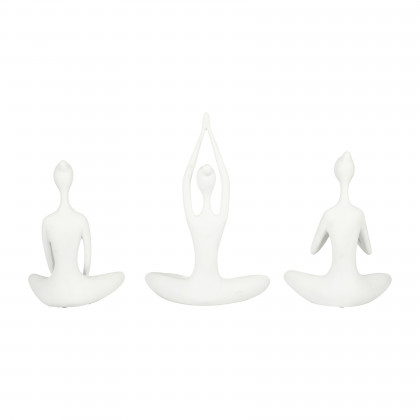 Sagebrook 10" Resin Yoga Ladies (Set Of 3) - White