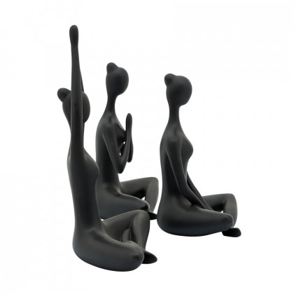 Sagebrook 10" Resin Yoga Ladies (Set Of 3) - Black