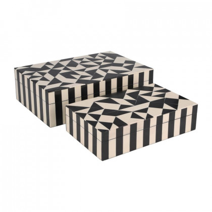 Sagebrook - 10"/12" Resin Harlequin Boxes (Set Of 2)