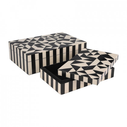 Sagebrook - 10"/12" Resin Harlequin Boxes (Set Of 2)