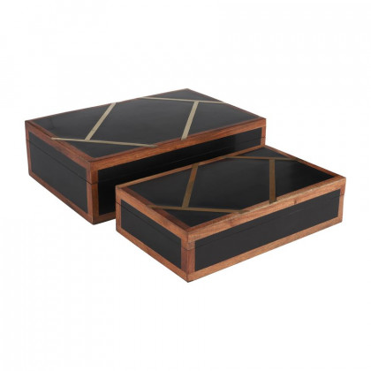 Sagebrook - 10"/12" Resin Harlequin Boxes (Set Of 2)