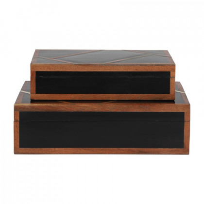 Sagebrook 10"/12" Resin Boxes With Gold Inlay (Set Of 2) - Black
