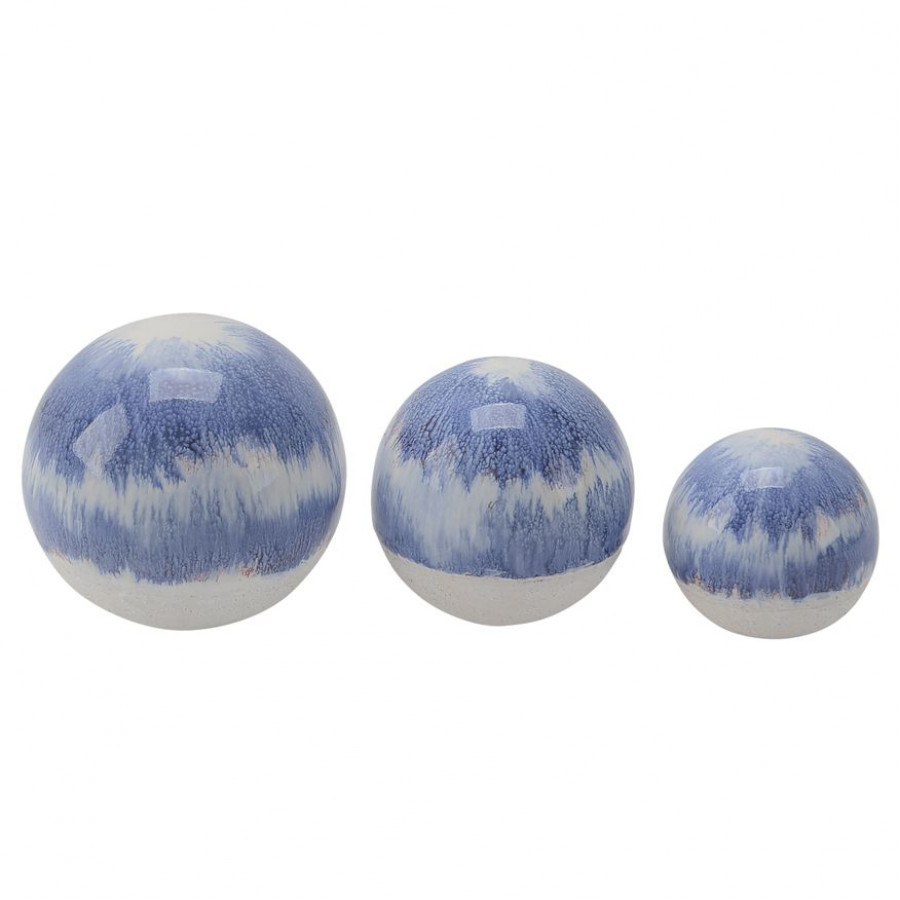 Sagebrook - 4"/5"/6" Ceramic Tie-dye Orbs (Set Of 3) in Blue