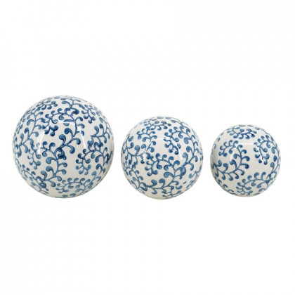 Sagebrook - 4"/5"/6" Ceramic Fern Orbs (Set Of 3)