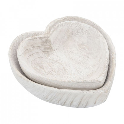 Sagebrook - 9"/10" Wood Heart Bowls (Set Of 2)