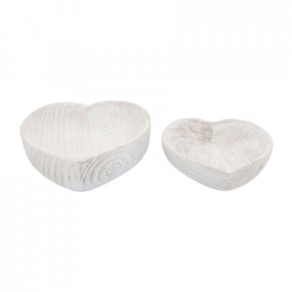 Sagebrook 9"/10" Wood Heart Bowls (Set Of 2) - White
