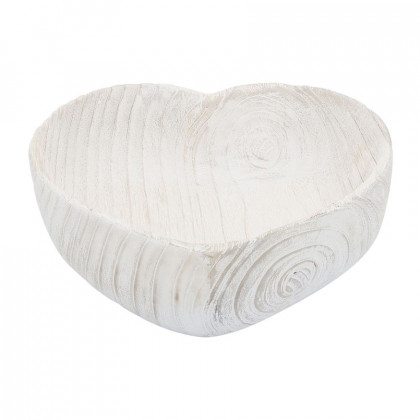 Sagebrook 9"/10" Wood Heart Bowls (Set Of 2) - White