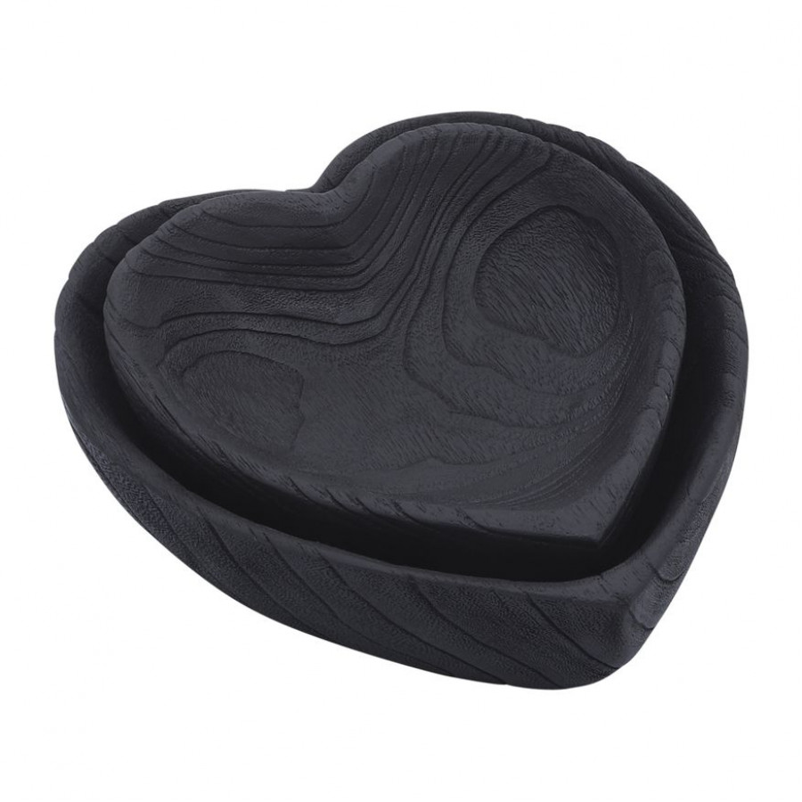 Sagebrook 9"/10" Wood Heart Bowls (Set Of 2) - Black
