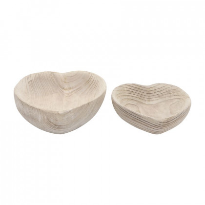 Sagebrook 9"/10" Wood Heart Bowls (Set Of 2) - Natural