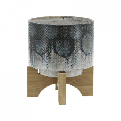 Sagebrook - 5" Snakeskin Ceramic Planter With Stand in Blue