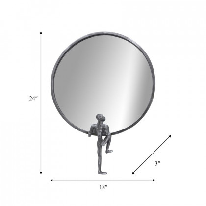 Sagebrook Metal Mirror With Man Decor - Black