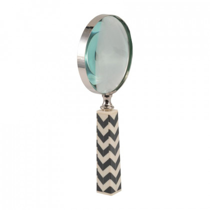 Sagebrook 4" Resin Chevron Magnifying Glass - Black/White
