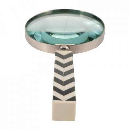 Sagebrook 4" Resin Chevron Magnifying Glass - Black/White