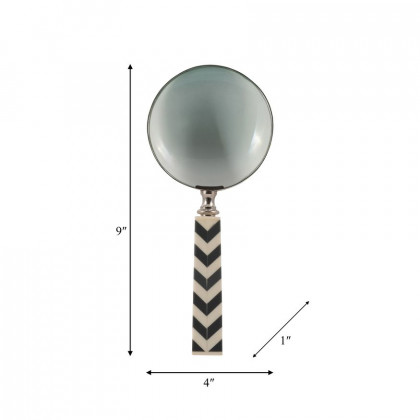 Sagebrook 4" Resin Chevron Magnifying Glass - Black/White