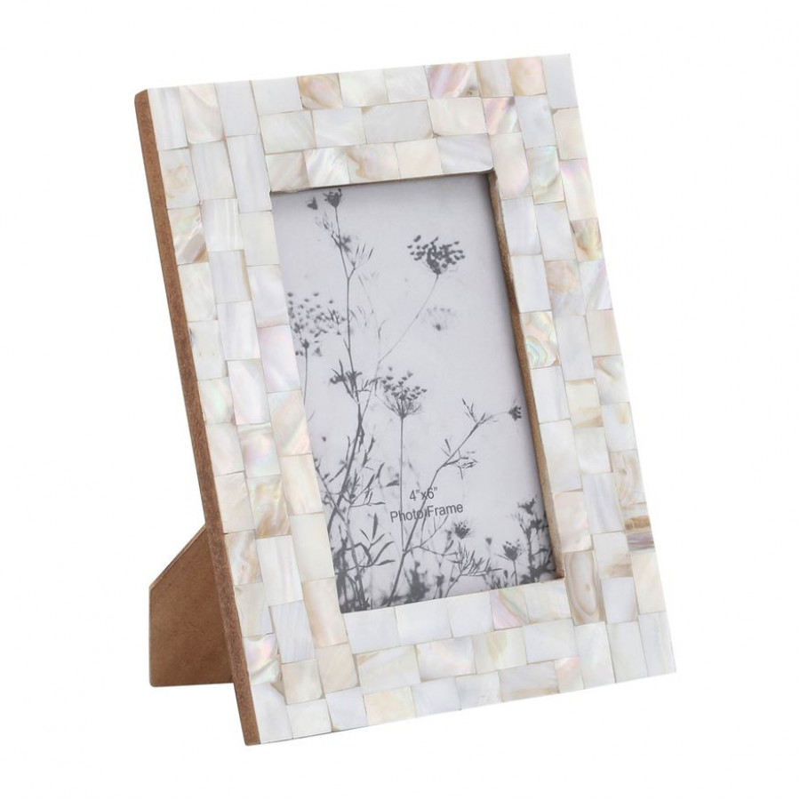 Sagebrook 4"x6" Resin Capiz Design Photo Frame - Silver