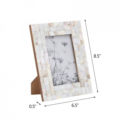 Sagebrook 4"x6" Resin Capiz Design Photo Frame - Silver