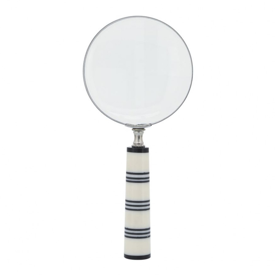 Sagebrook - 4" Resin Striped Magnifying Glass in Black/White