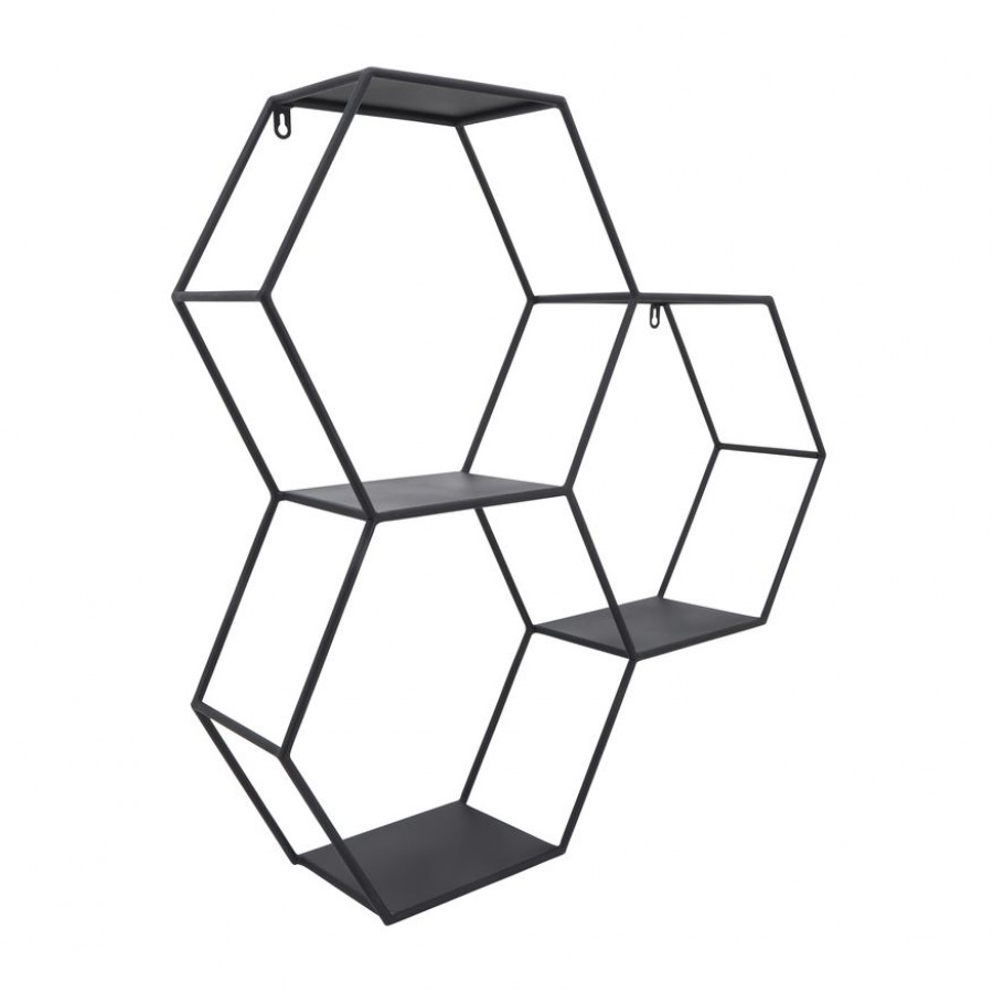 Sagebrook - Metal Hexagon Wall Shelf in Black