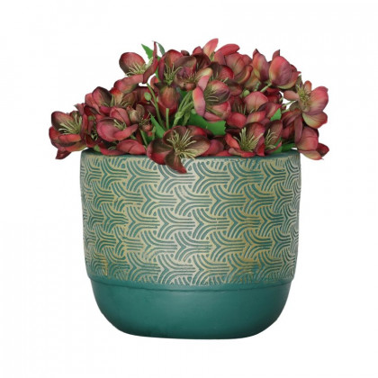 Sagebrook - 10"/13" Resin Swirl Planters (Set Of 2) in Green/Gold