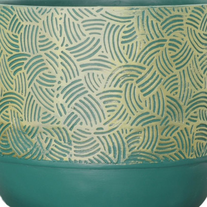 Sagebrook - 10"/13" Resin Swirl Planters (Set Of 2) in Green/Gold
