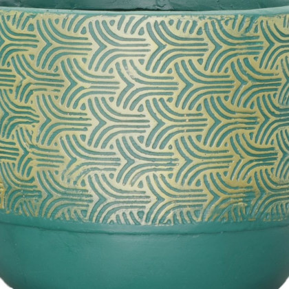 Sagebrook - 10"/13" Resin Swirl Planters (Set Of 2) in Green/Gold