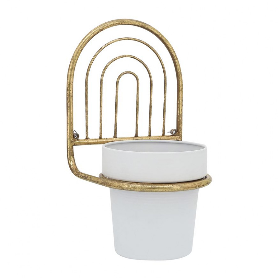 Sagebrook Metal Wall Planter - Gold/White