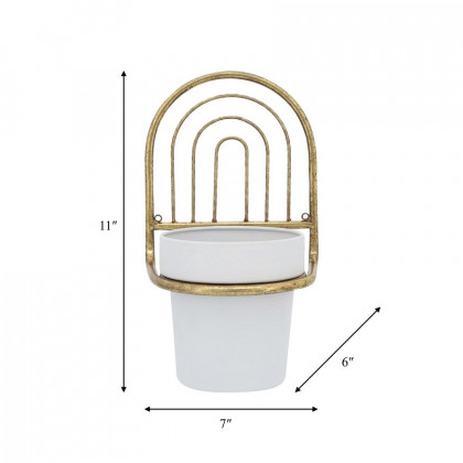 Sagebrook Metal Wall Planter - Gold/White