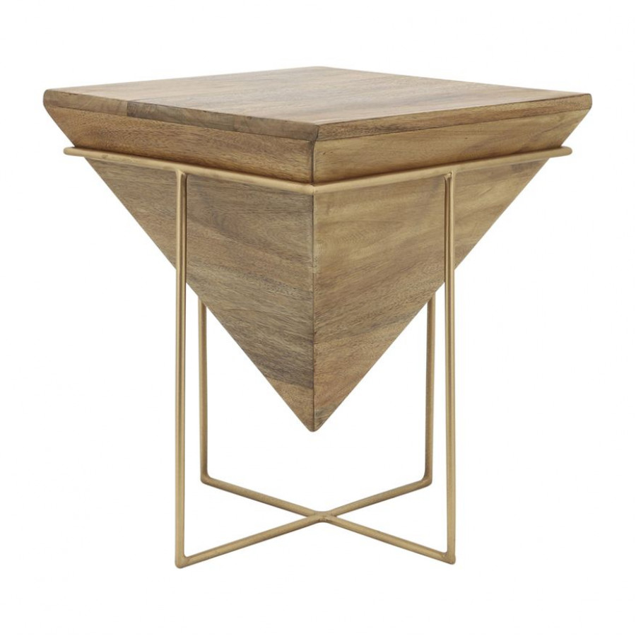 Sagebrook - Wood Inverted Pyramid Side Table in Brown/Gold