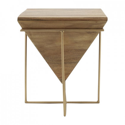 Sagebrook - Wood Inverted Pyramid Side Table in Brown/Gold