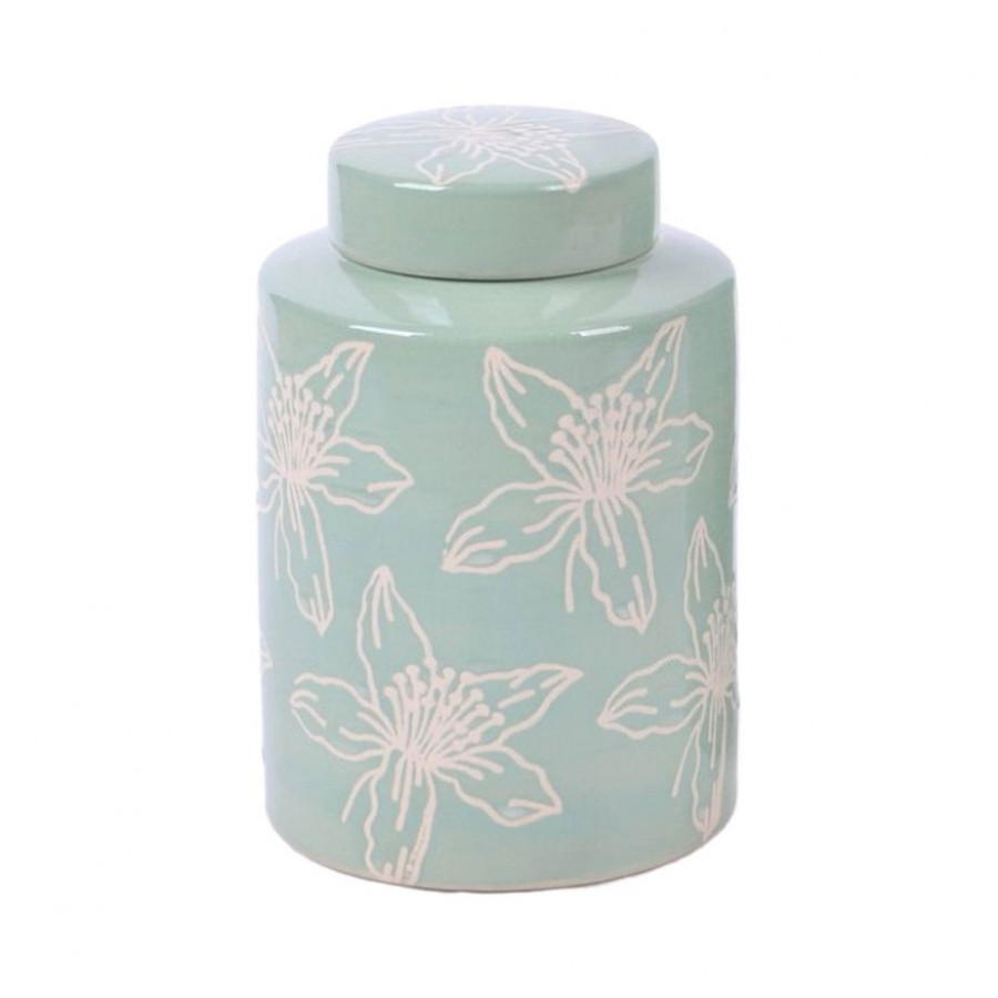 Sagebrook - 10" Ceramic Flower Jar With Lid