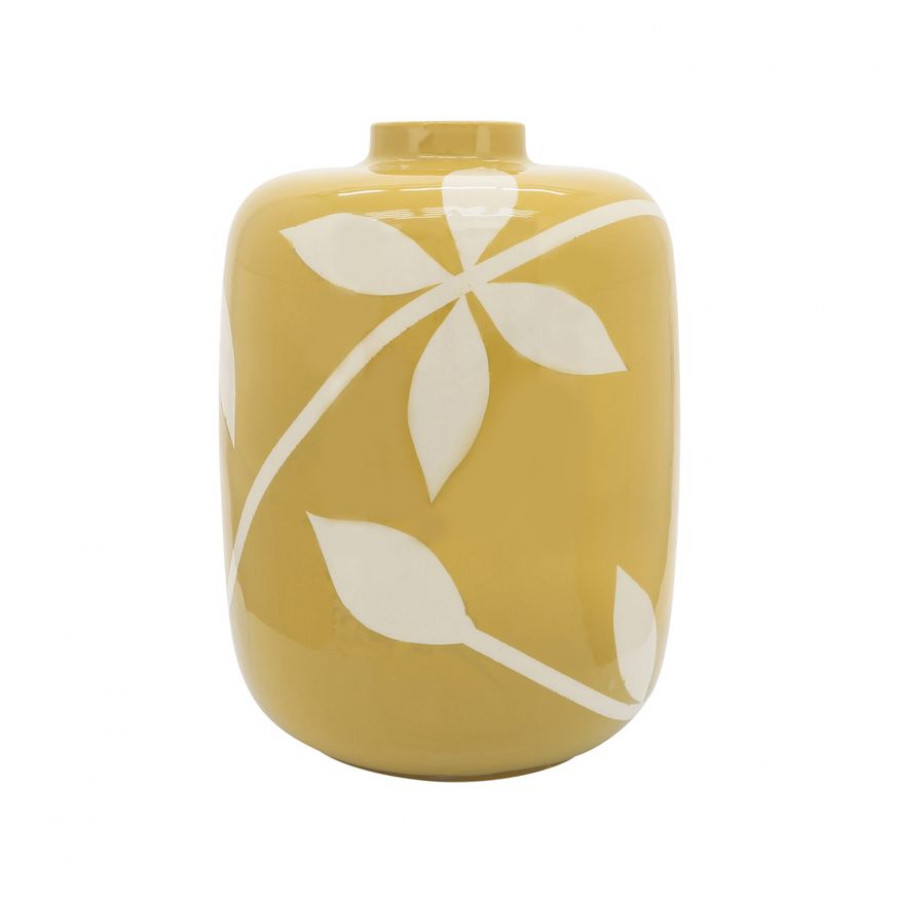 Sagebrook 13" Ceramic Leaf Vase - Yellow