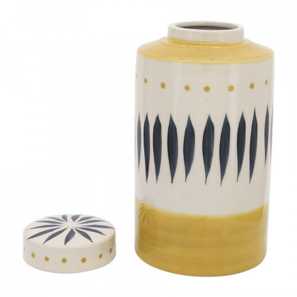 Sagebrook - 10" Ceramic Tribal Jar With Lid in Yellow