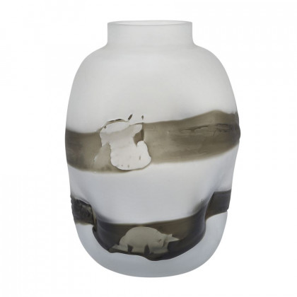 Sagebrook 14" Glass Dented Vase - Gray