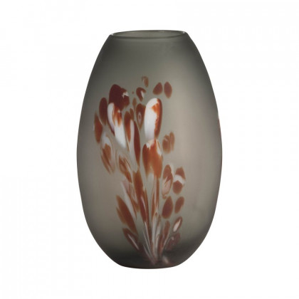 Sagebrook - 17" Glass Frosted Vase With Red Detail-Gray