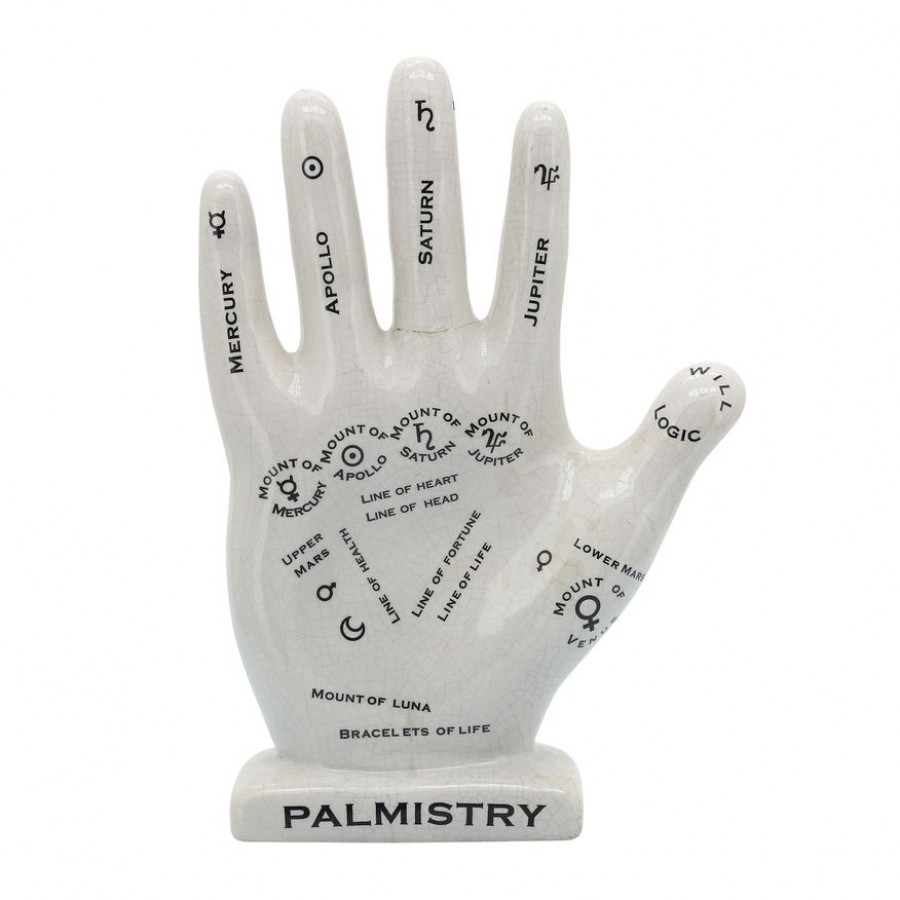 Sagebrook - 12" Porcelain Palmistry Hand Decor in White