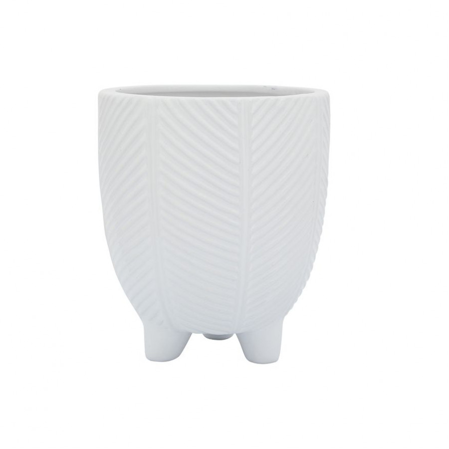 Sagebrook 6" Dia Porcelain Footed Planter - White