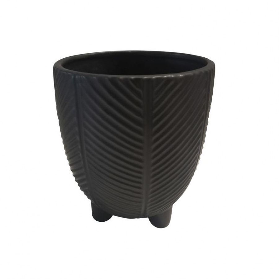 Sagebrook 6" Dia Porcelain Footed Planter - Black